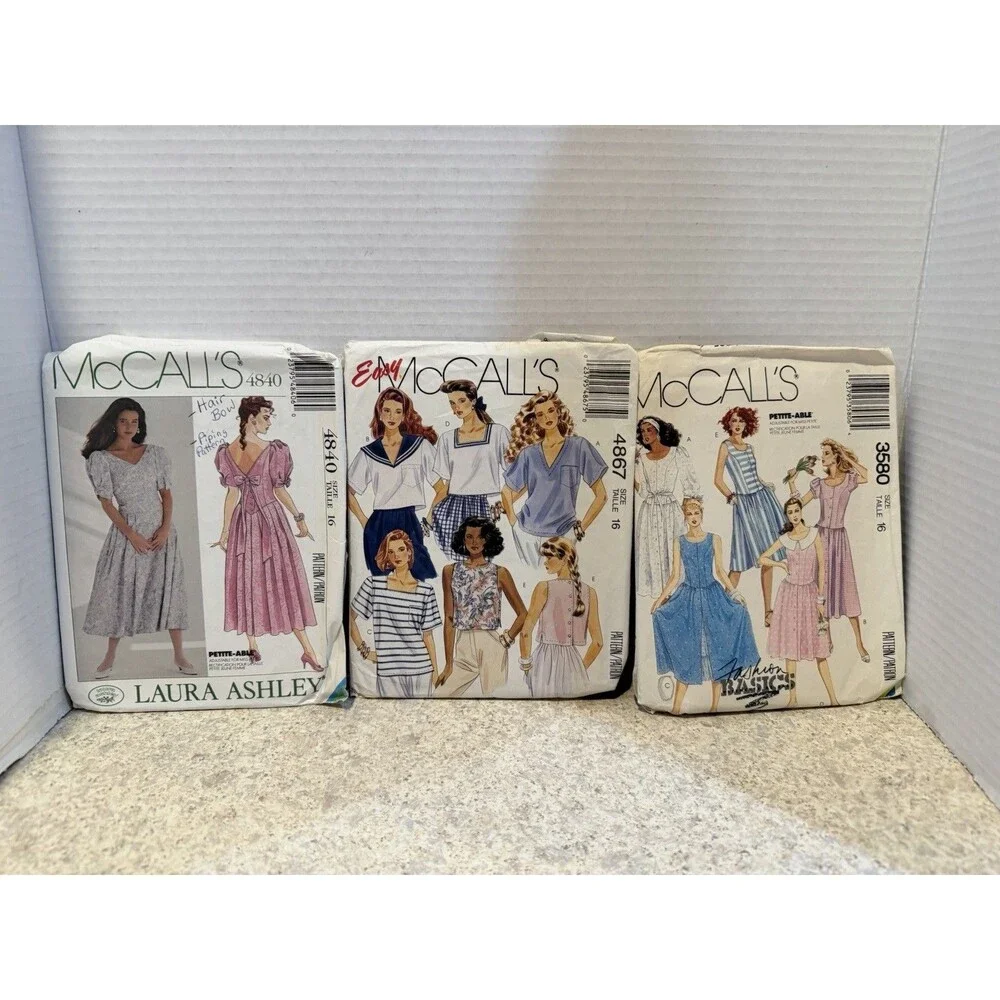 Vintage McCall's Sewing Pattern Lot of 16 Misses Dresses Tops Home Dec